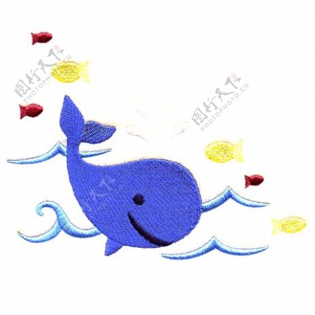 绣花动物海洋动物鲸鱼婴童装免费素材