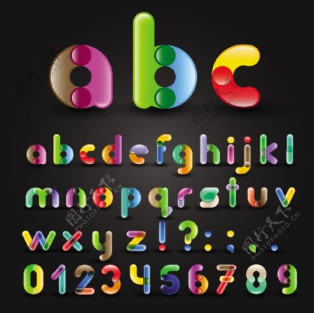 套彩色的字母和数字设计矢量图03