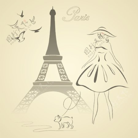 法国巴黎素材设计图片