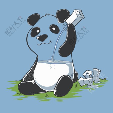 印花矢量图卡通动物熊猫生活元素免费素材