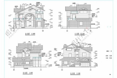 某市二层带阁楼标准别墅施工设计图14x14