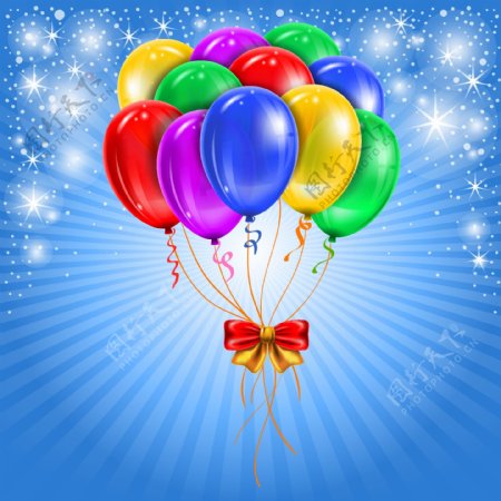 生日快乐五颜六色的气球的背景设置为01