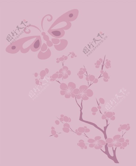 印花矢量图树色彩紫色花纹免费素材