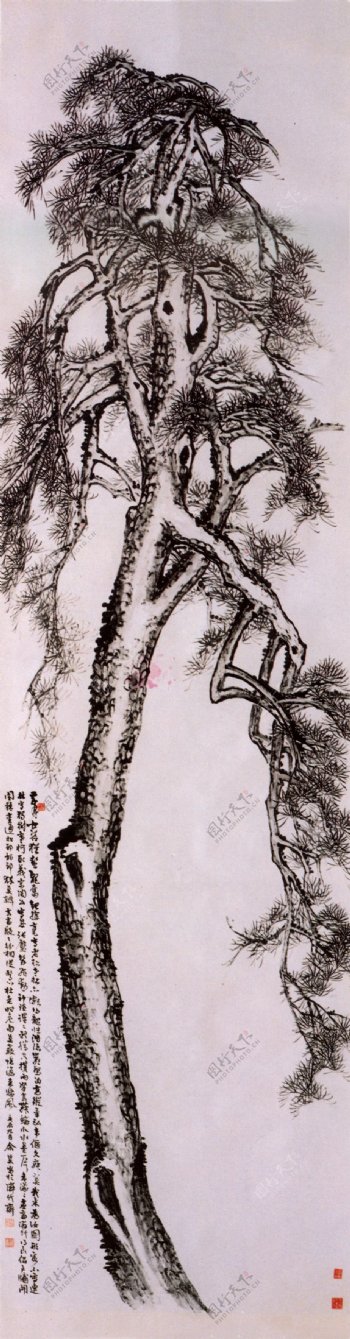 水墨松树图图片