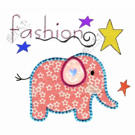 贴布动物卡通大象色彩免费素材