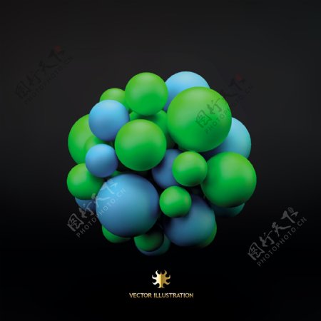 彩色3D球体装饰背景