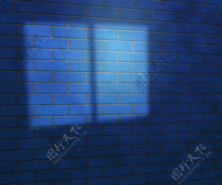窗户光蓝砖墙演播室背景