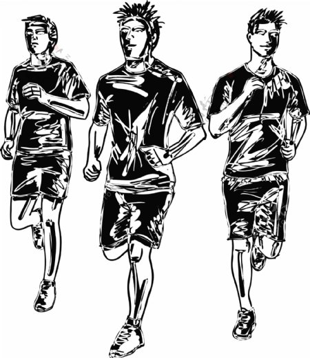 男子马拉松运动员矢量插画草图