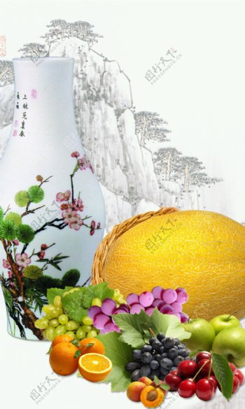 水果花瓶图片