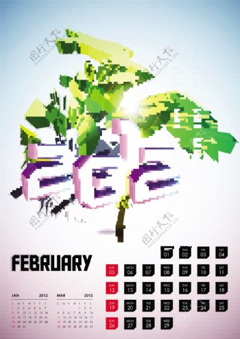 2012二月日历设计