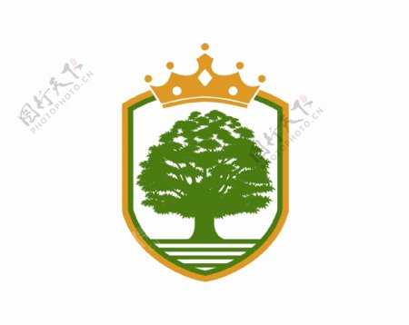 皇冠树木盾牌标志图片
