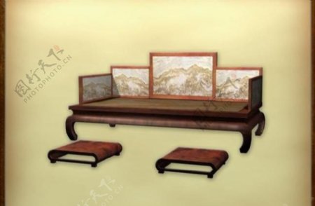 中国古典家具床榻0053D模型