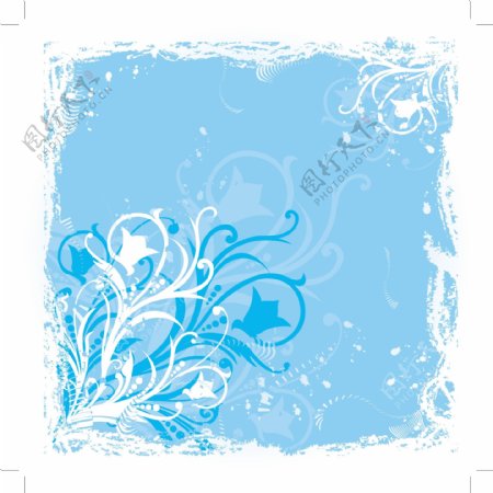 蓝色花卉图形2