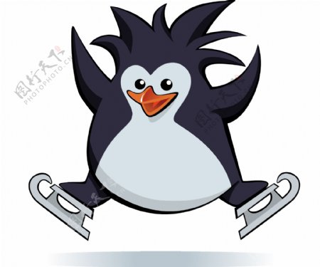 矢量卡通企鹅企鹅滑冰矢量动画动画形象的玩具