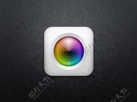 白色的iOS相机图标和丰富多彩的镜头
