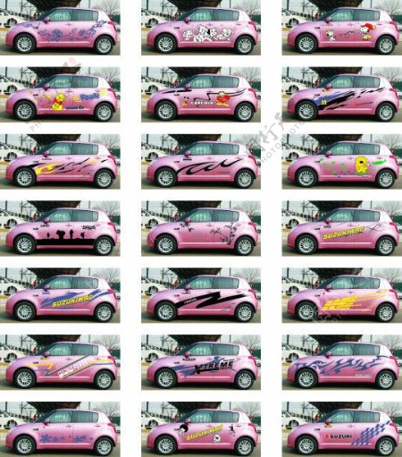 粉色汽车个性车贴