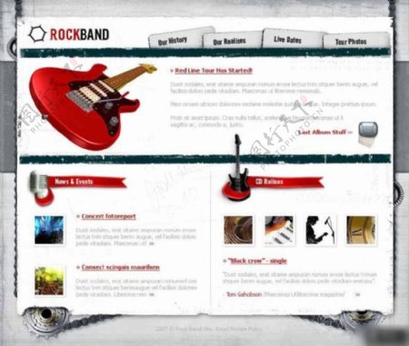 吉他摇滚乐团网页模板