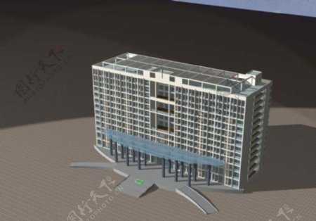现代商务办公大楼建筑3d效果图
