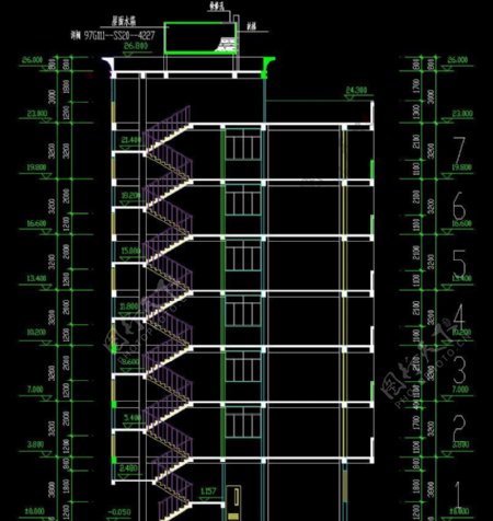 钢结构厂房楼梯剖面