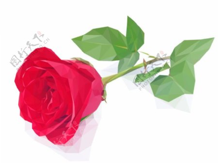 单支红色玫瑰花矢量素材