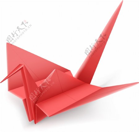 纸鹤折纸红鸟矢量图