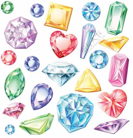 各种炫彩钻石金刚石单质晶体矢量素材
