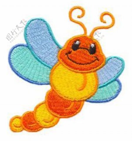 绣花动物昆虫蜻蜓卡通免费素材