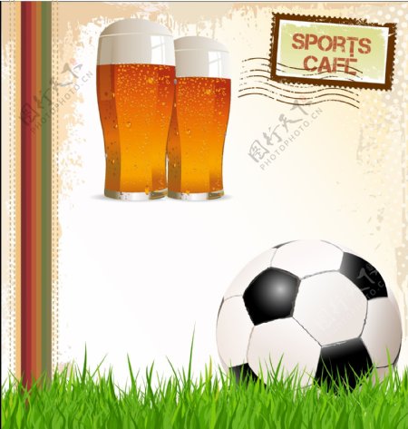 创意啤酒与足球海报
