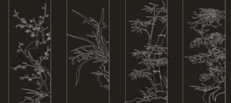 雕刻窗花梅兰竹菊古典移门图片
