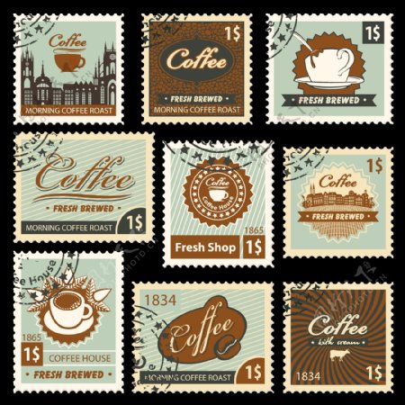 咖啡邮票图片