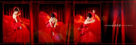 红色婚纱礼服模板图片