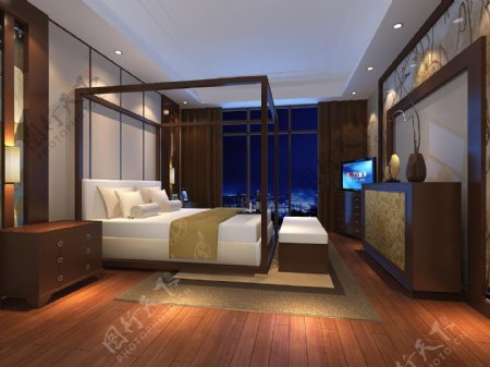 木头中式卧室