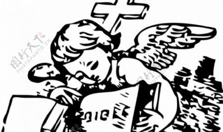 小天使和圣经向量