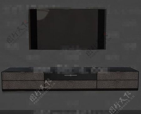 现代时尚的灰色和黑色的电视墙