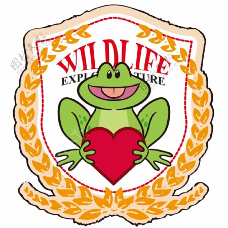 印花矢量图徽章标记青蛙图形爱心免费素材