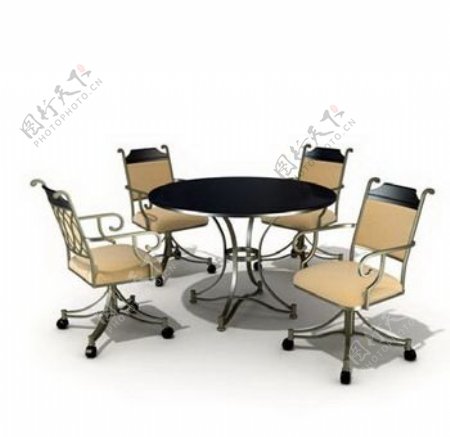 西餐厅桌椅3d模型家具模型41