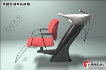 美发专用椅子3d模型家具效果图6