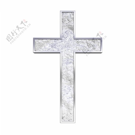 银十字架白色隔离