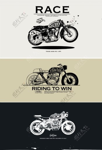 摩托车复古海报创意矢量图形06