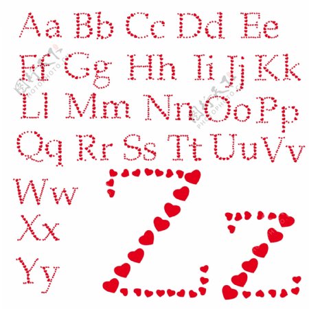 心形字母矢量素材的情人节可爱的心形
