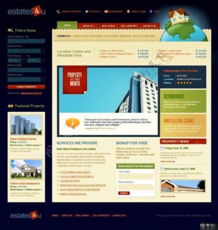 深蓝高级房地产服务网页模板