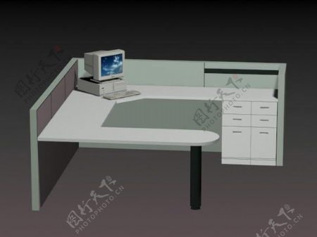 办公家具办公桌3d模型办公桌206