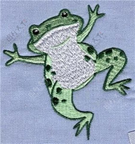 绣花动物青蛙色彩青色免费素材