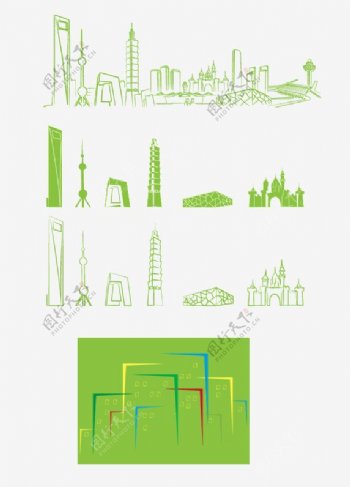 绿色建筑矢量图片
