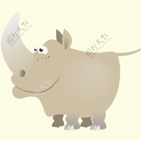 印花矢量图可爱卡通卡通动物犀牛色彩免费素材