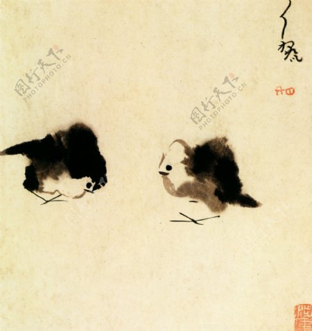 动物喜鹊白鹤牡丹花中国风中华艺术绘画