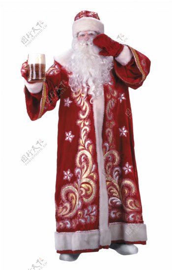 手拿啤酒杯的圣诞老人图片