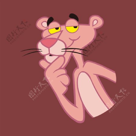 印花矢量图T恤图案动物卡通虎粉红豹免费素材