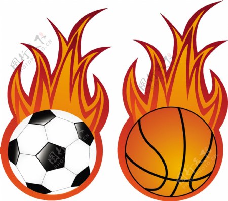足球和篮球的火焰