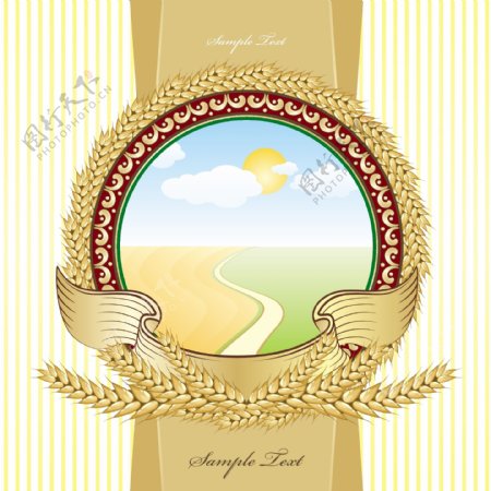 矢量素材小麦标志设计
